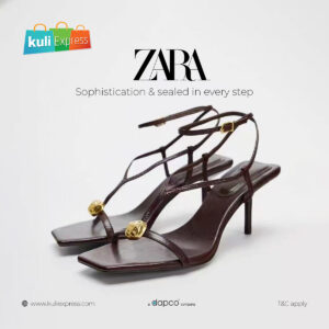 ZARA Inspired Brown Metal-Strap Heel