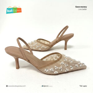 ZARA Pearl & Crystal Mesh Slingback Heel