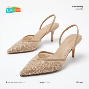 ZARA Beaded Mesh Slingback Heel